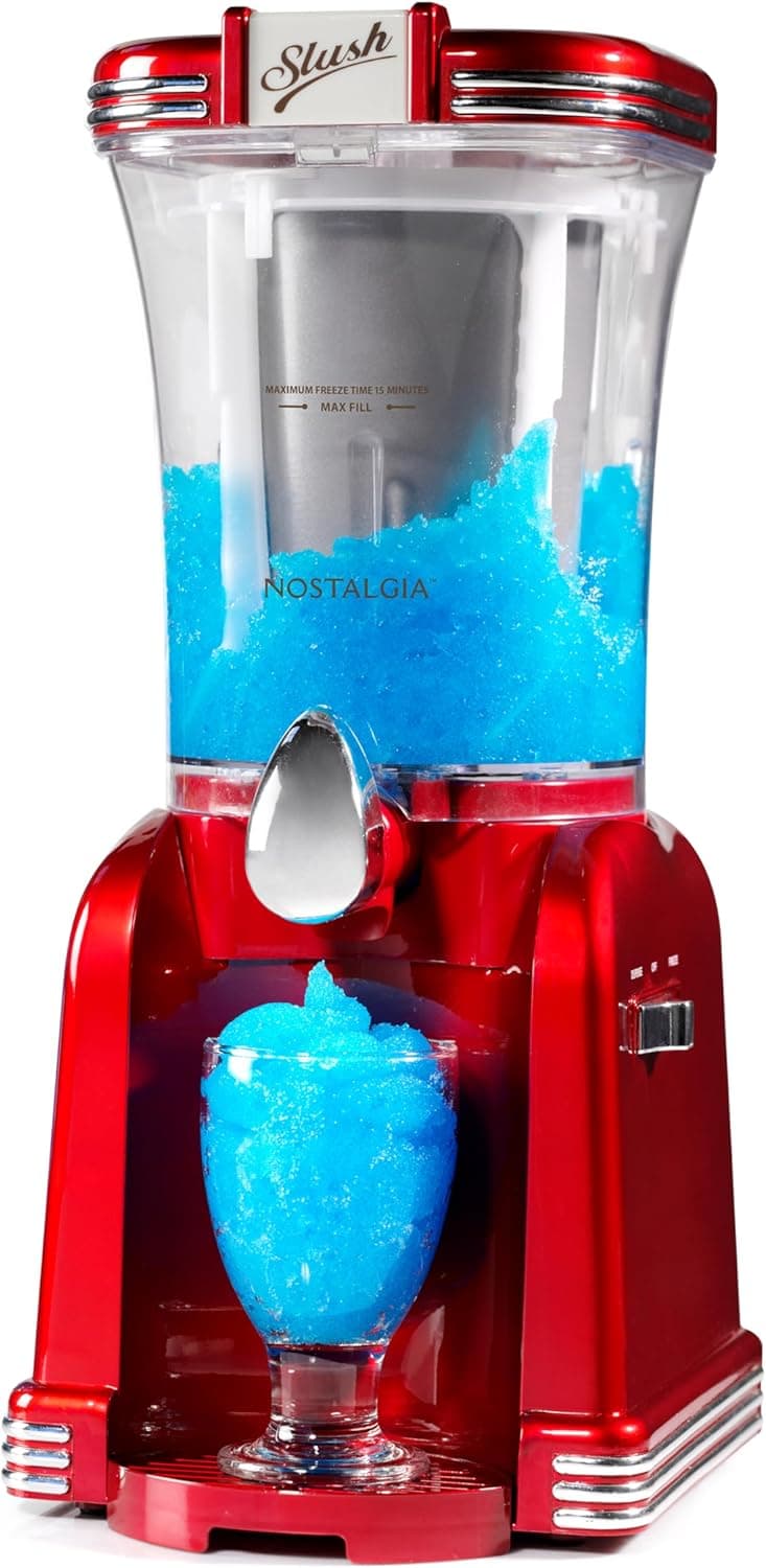 Nostalgia Frozen Drink Maker and Margarita Machine, 32 oz Slushy Maker, Retro Red
