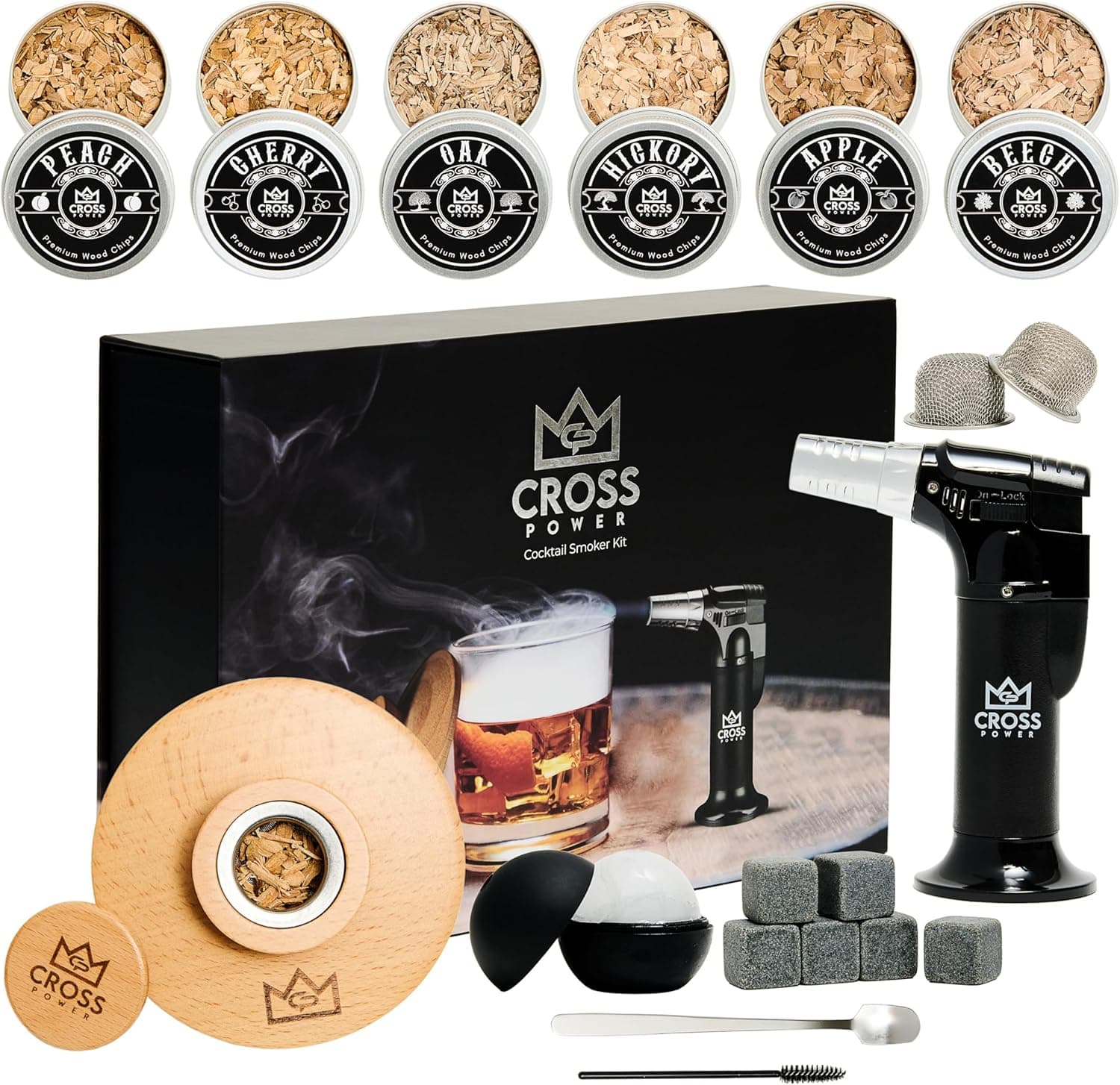 Whiskey Smoker Kit, Premium Cocktail Smoker, 6 Flavors Wood Chips