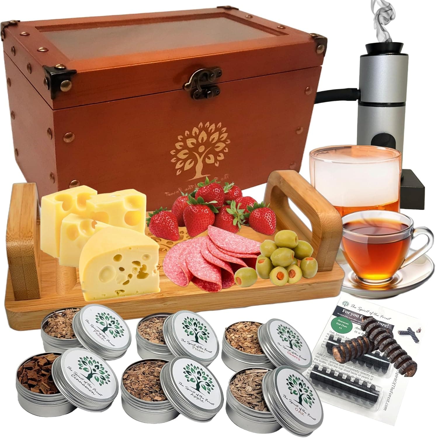 Cocktail Smoker Kit with Smoking Gun, Food Tray, 6 Flavors