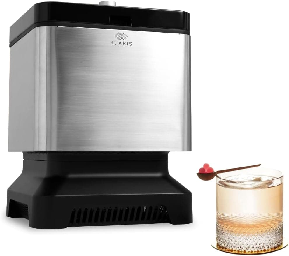 Klaris Clear Ice Maker, 4 Large 2-Inch Cubes for Whiskey & Cocktails
