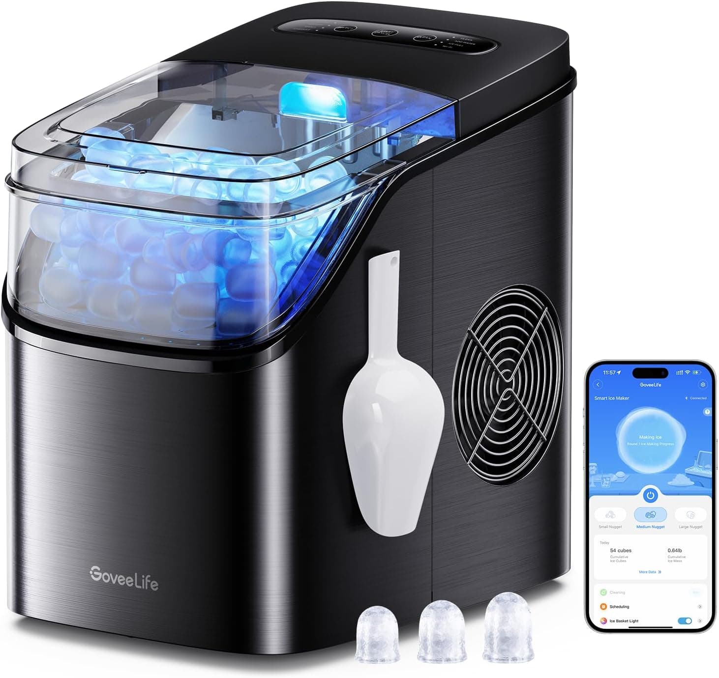 GoveeLife Smart Ice Maker Countertop, Voice Control, 26lbs/24H