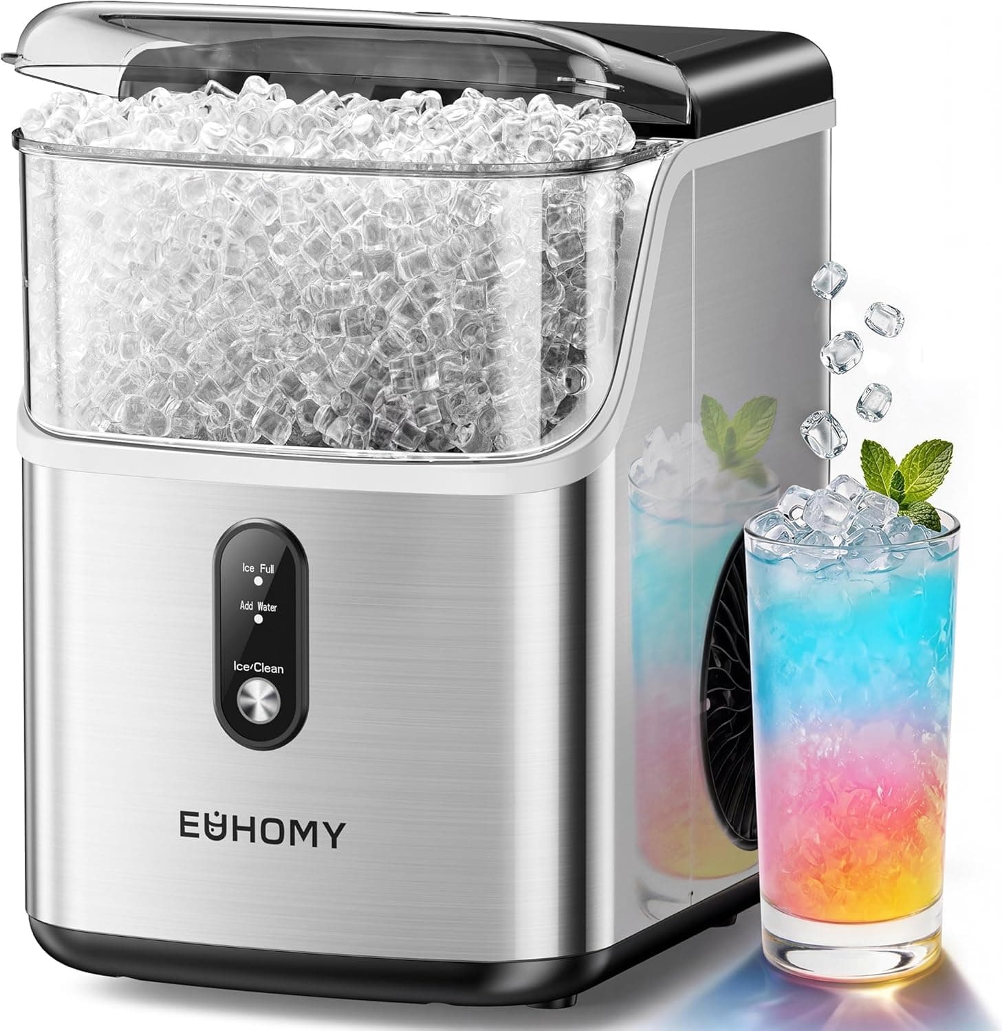 EUHOMY Nugget Ice Maker Countertop, 35Lbs/24H Pebble Ice, Self-Cleaning