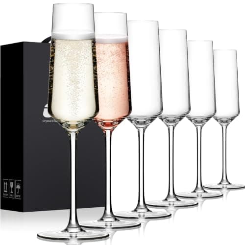 OJA Champagne Flutes, Crystal Champagne Glasses Set of 6, 7oz, Elegant