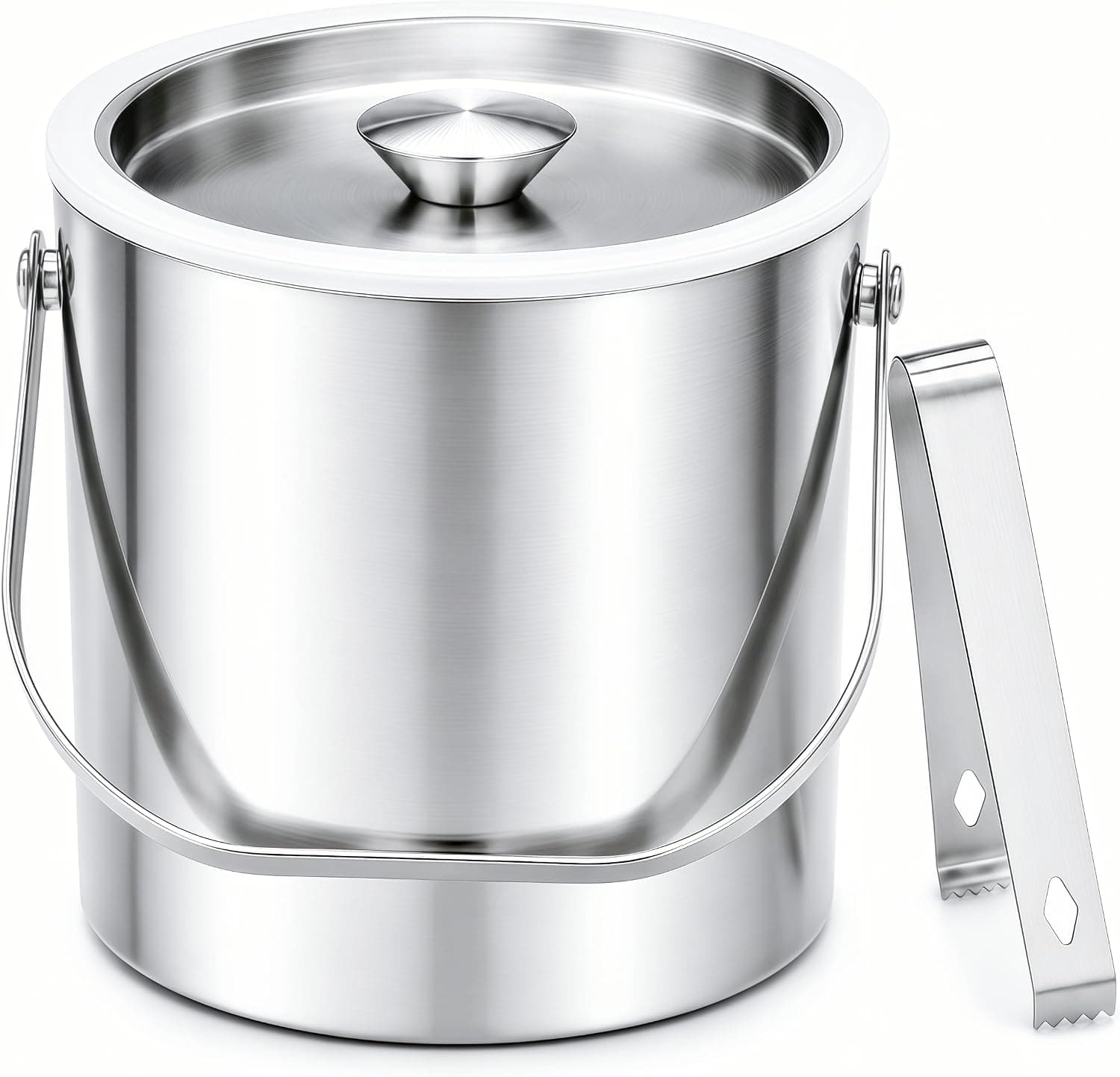 MISKIS 3L Stainless Steel Insulated Ice Bucket with Lid & Tongs