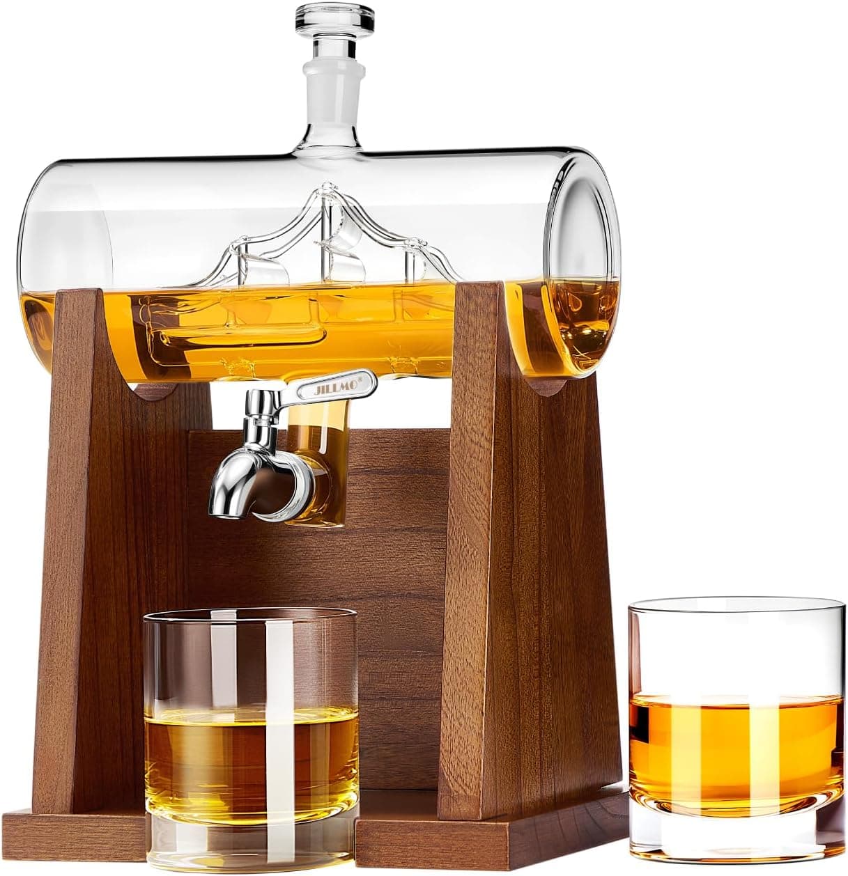Jillmo Whiskey Decanter Set 1250ml with 2 Glasses