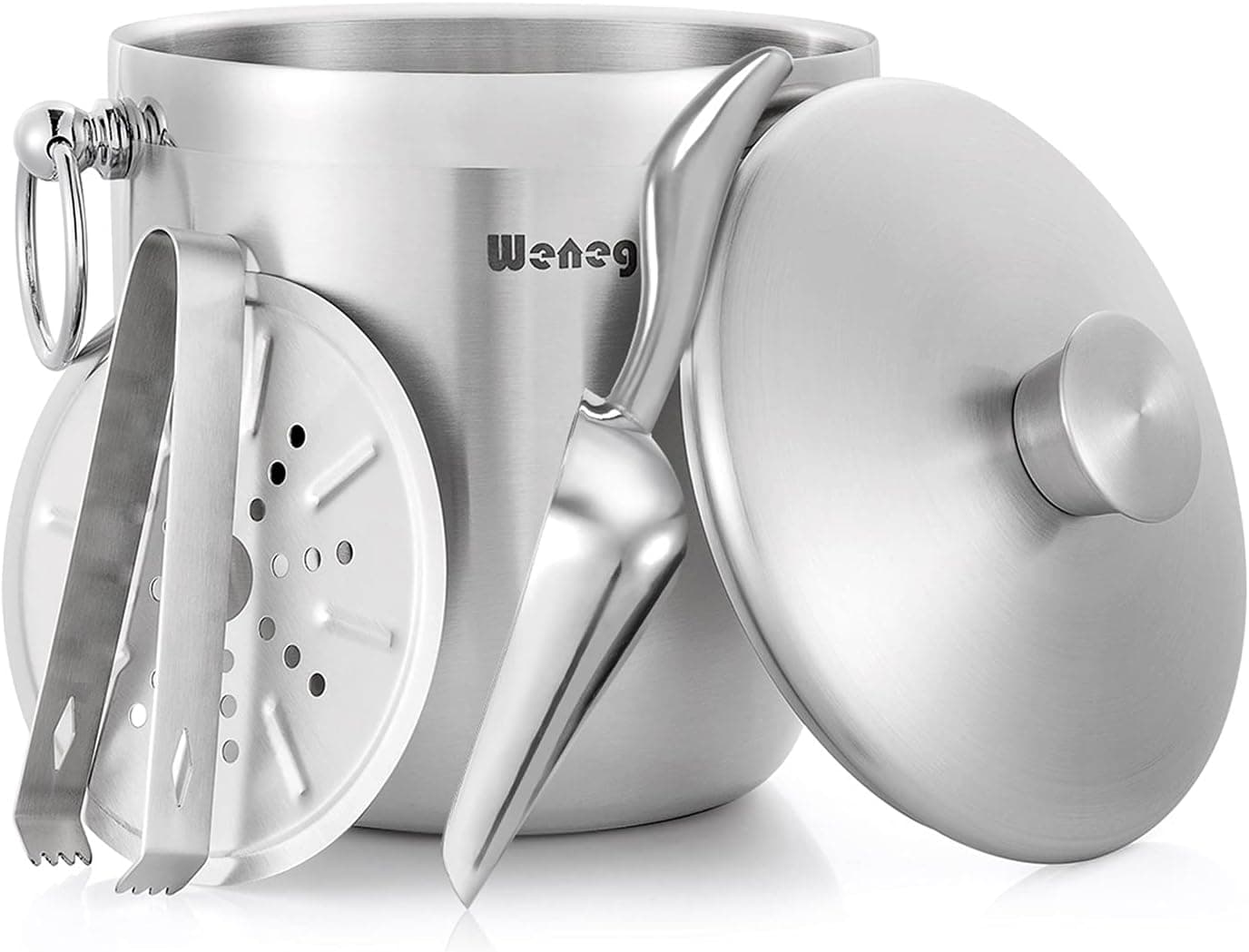 Ice Bucket with Lid, Scoop, Tongs and Strainer, Insulated 3 Liter