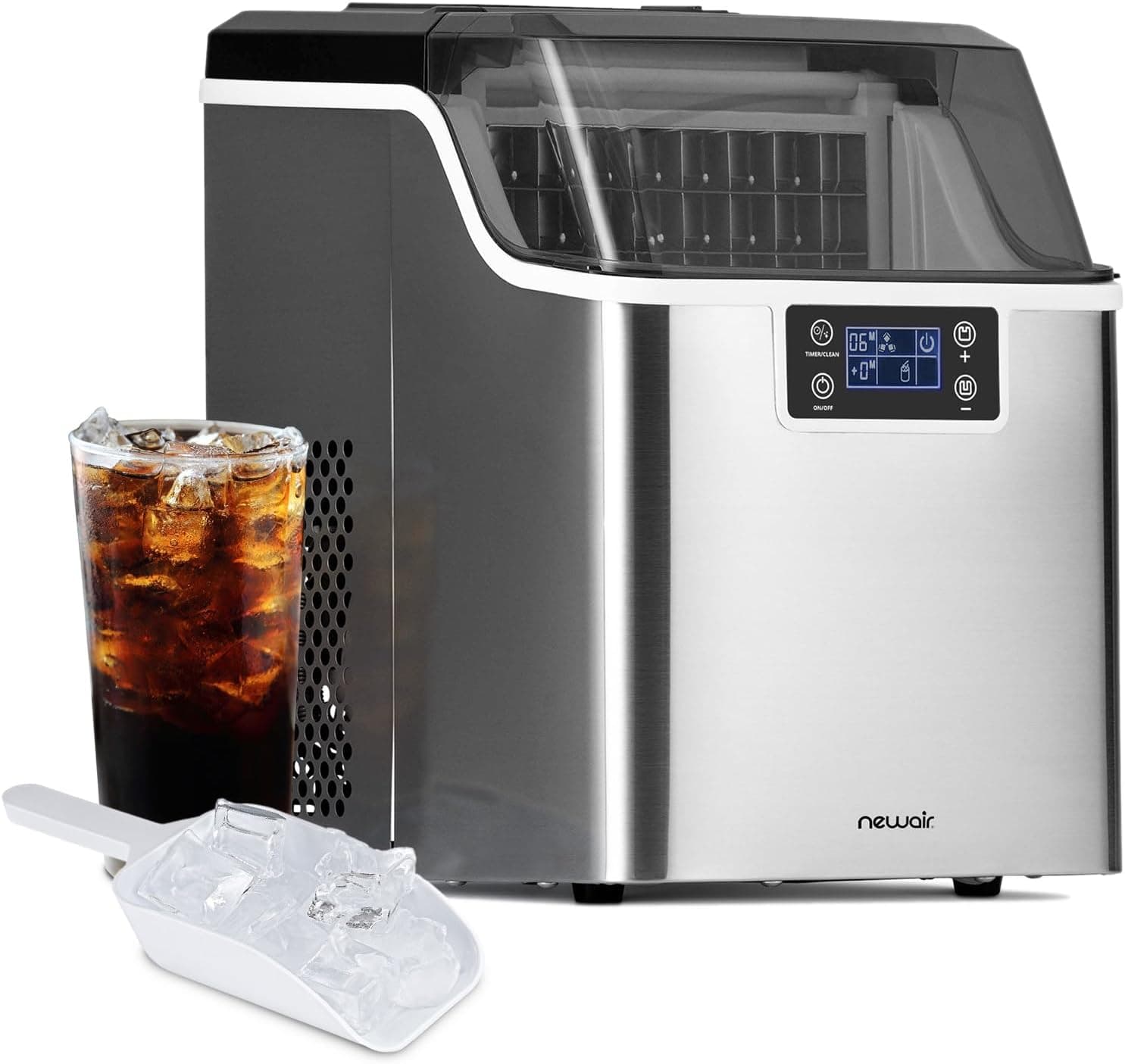 Newair Countertop Clear Ice Maker 45lbs/Day, Self-Cleaning